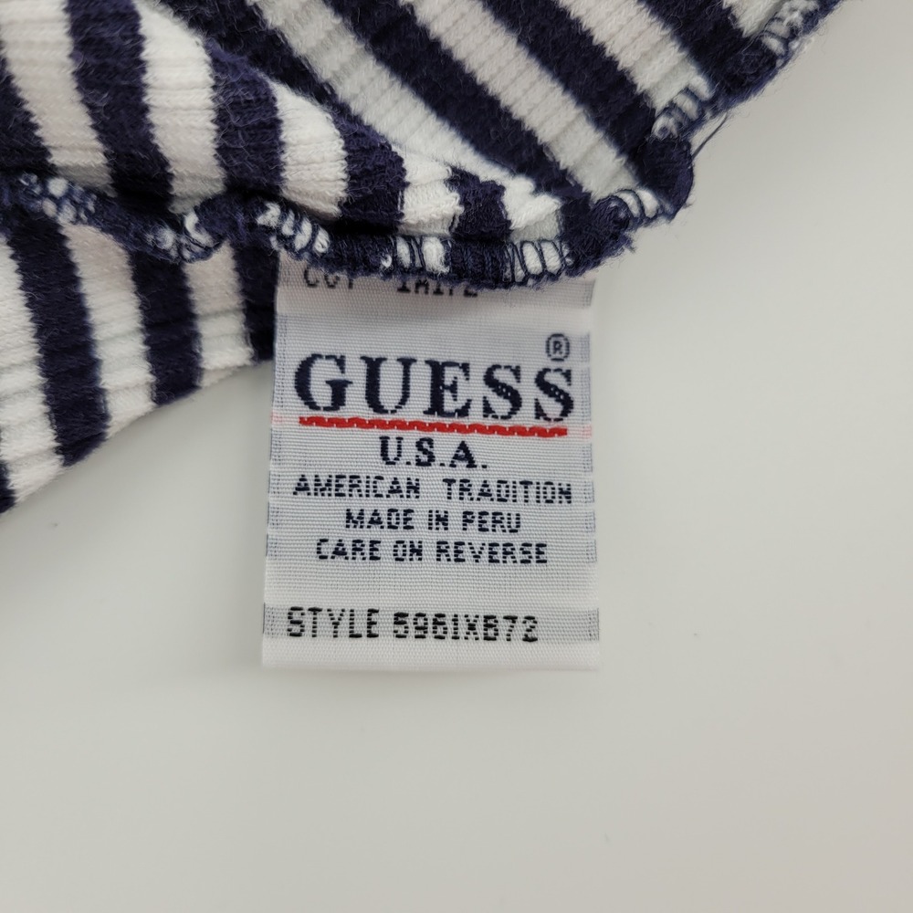 Guess Jeans Womens Small Navy Blue White Striped Ribbed Knit Y2K Tank Mini Dress - Picture 5 of 10